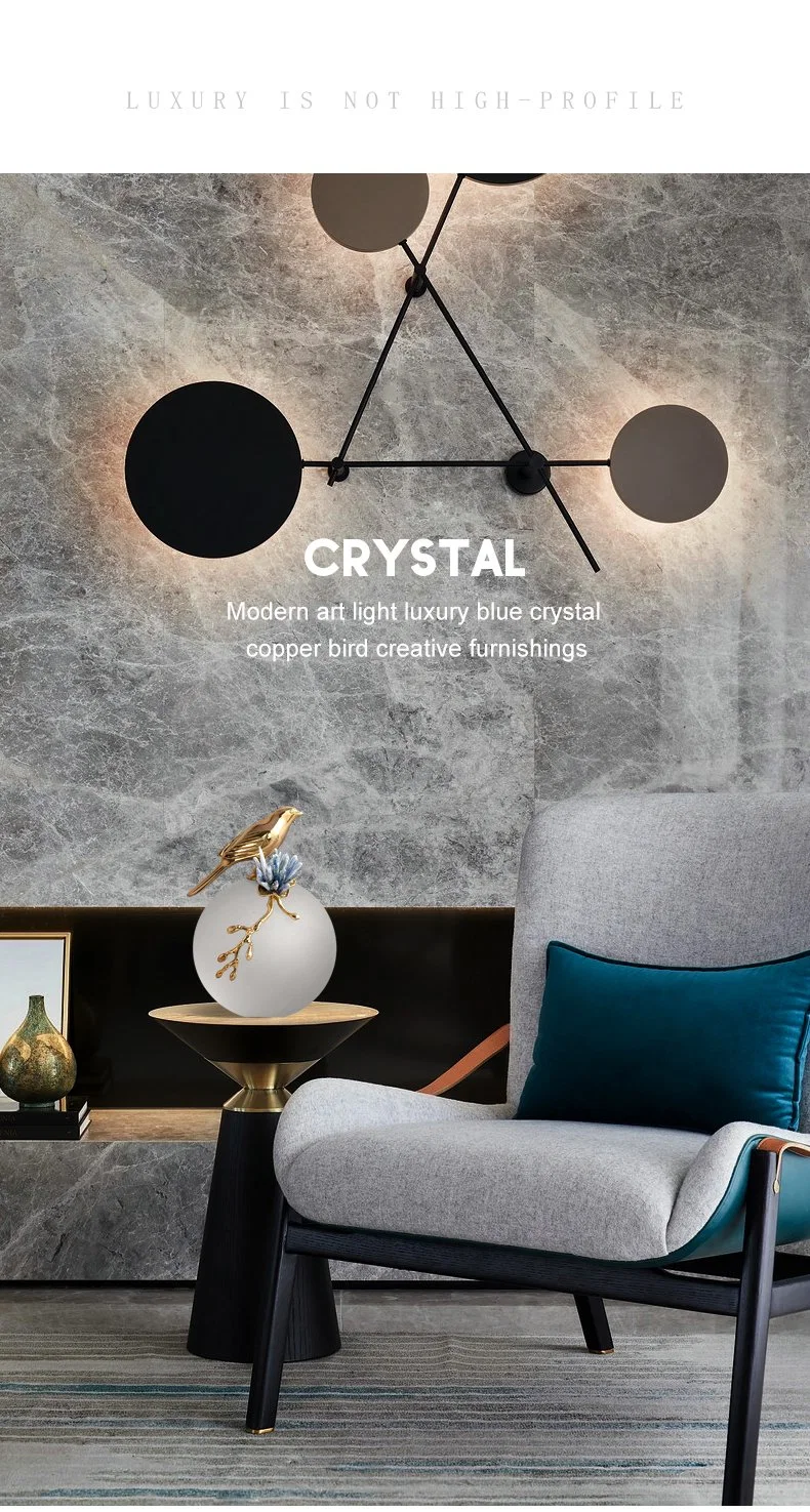 Modern Minimalist Accessories Living Room Home Art Brass Bird Designer Ornaments Artificial Glam Crystal Flower Home Decor