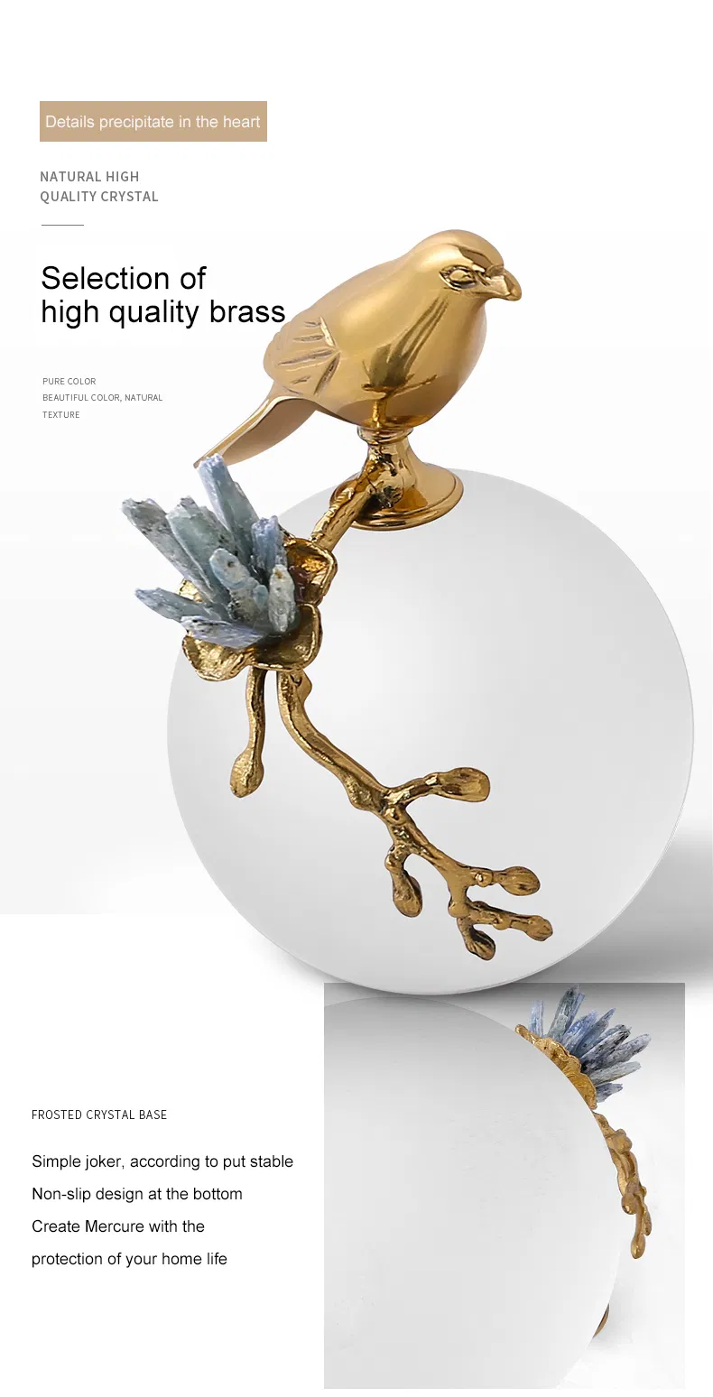 Modern Minimalist Accessories Living Room Home Art Brass Bird Designer Ornaments Artificial Glam Crystal Flower Home Decor