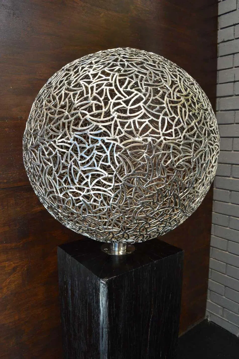 Modern Rose Pattern Sphere Ball Shaped Sculpture