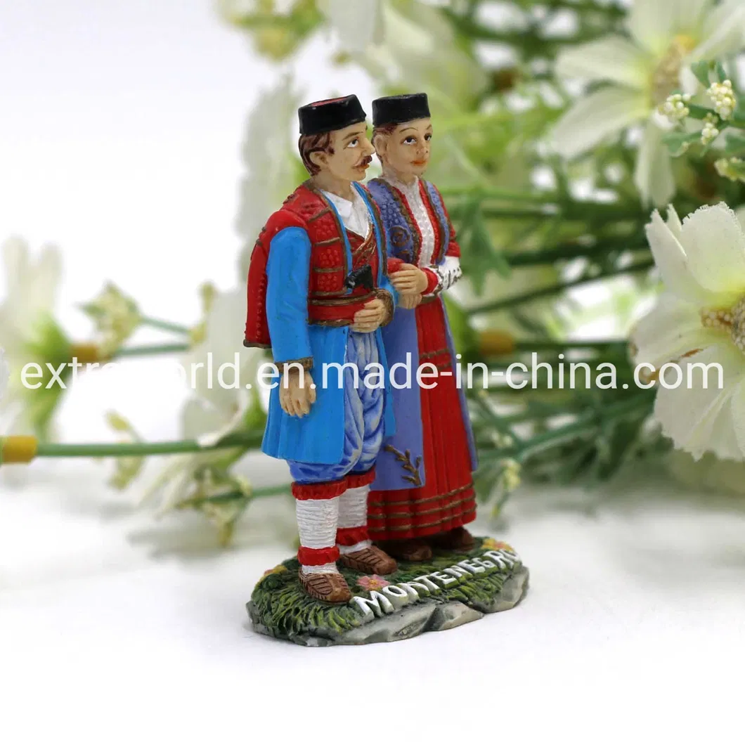 Montenegro Polyresin Tourist Souvenir Traditional Clothes Decoration Couple Figurine Gift