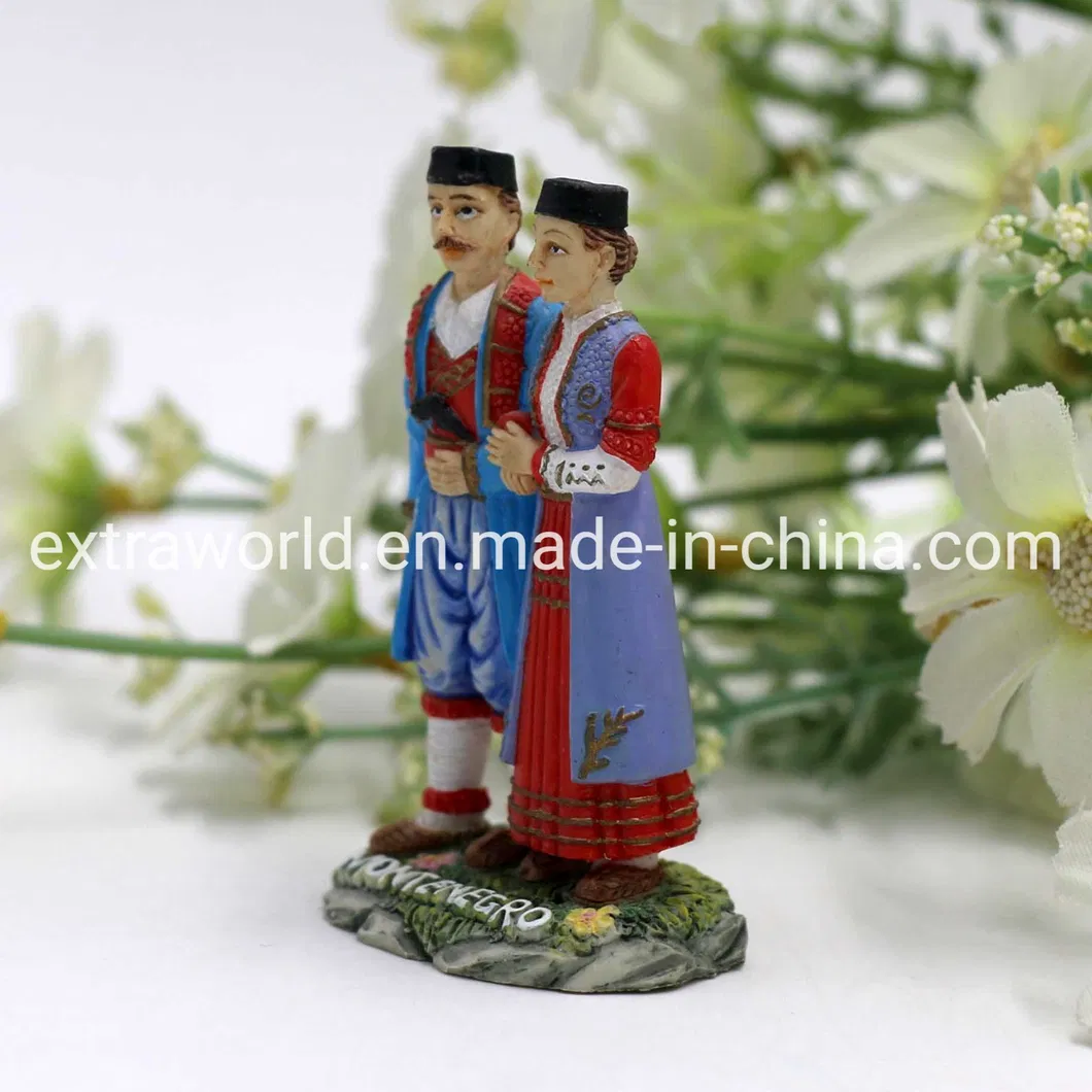 Montenegro Polyresin Tourist Souvenir Traditional Clothes Decoration Couple Figurine Gift