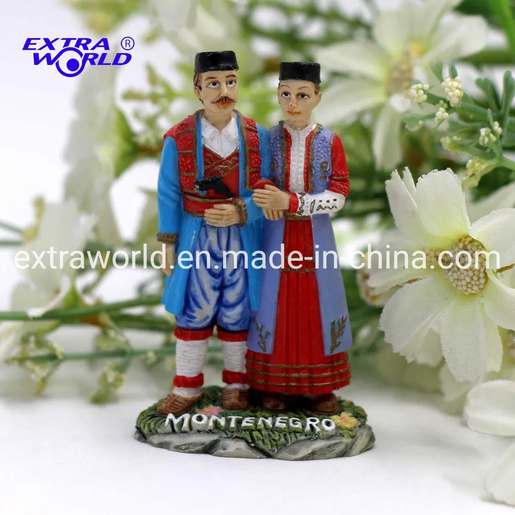 Montenegro Polyresin Tourist Souvenir Traditional Clothes Decoration Couple Figurine Gift