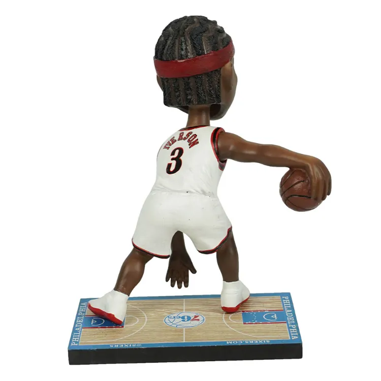 New Arrive Famous People Cabeza De Bobble NBA Baller Superstar Allen Iverson Action Figure Bobble Head on Wooden Court
