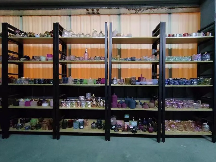 New Design High Quality Machine Made Colored Electroplating/Sprayed/Engraved Glass Candle Holder Glass Container