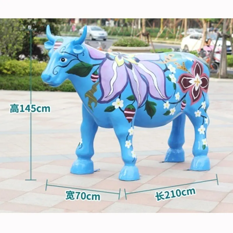 New Design Life Size Custom Large Abstract Painted Bull Sculpture Animal