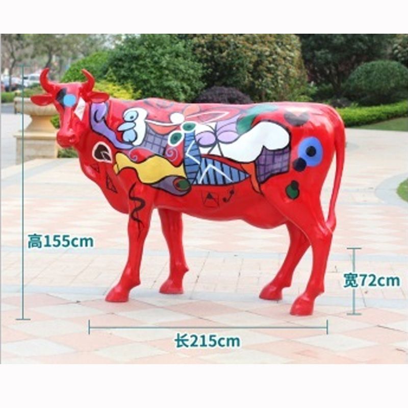 New Design Life Size Custom Large Abstract Painted Bull Sculpture Animal