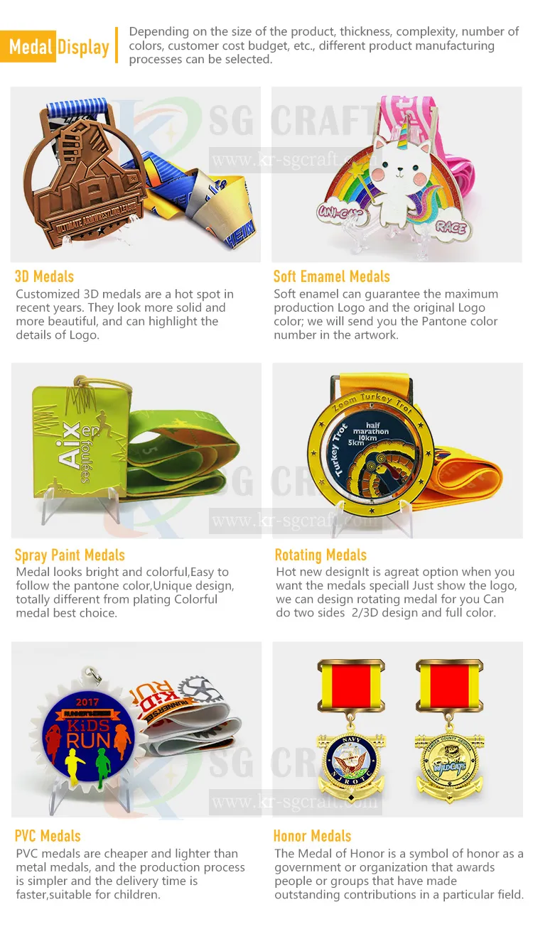 New Metal 3D/2D Silver Marathon Race Sports Awards Trophy Medal No MOQ