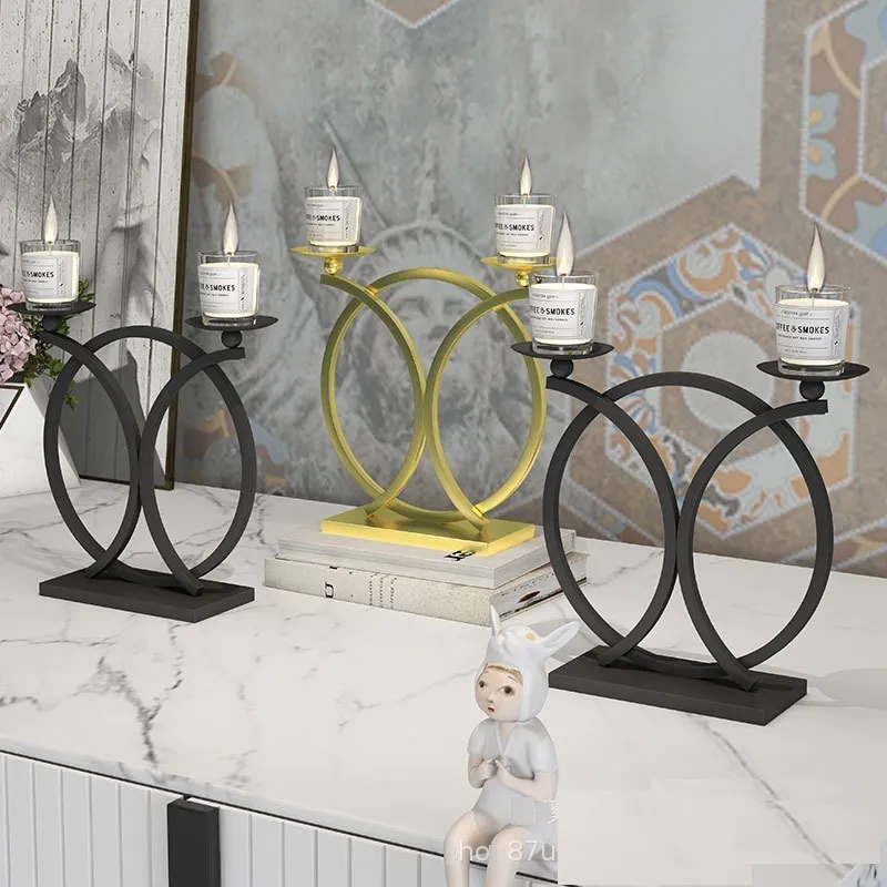 Nordic Metal Lacquer Circular Ring Candlestick Ornaments Table Candle Ware Decoration