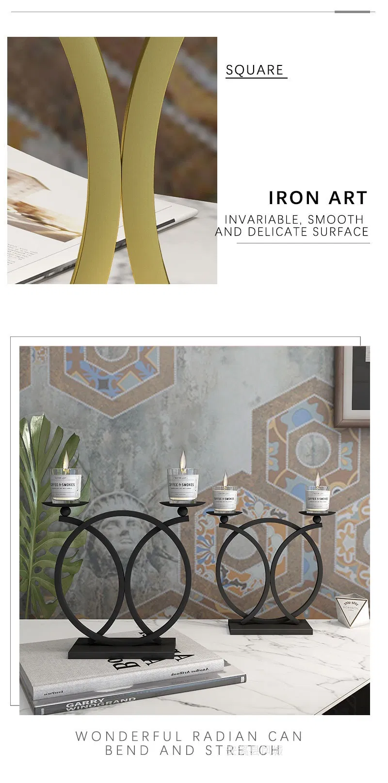 Nordic Metal Lacquer Circular Ring Candlestick Ornaments Table Candle Ware Decoration