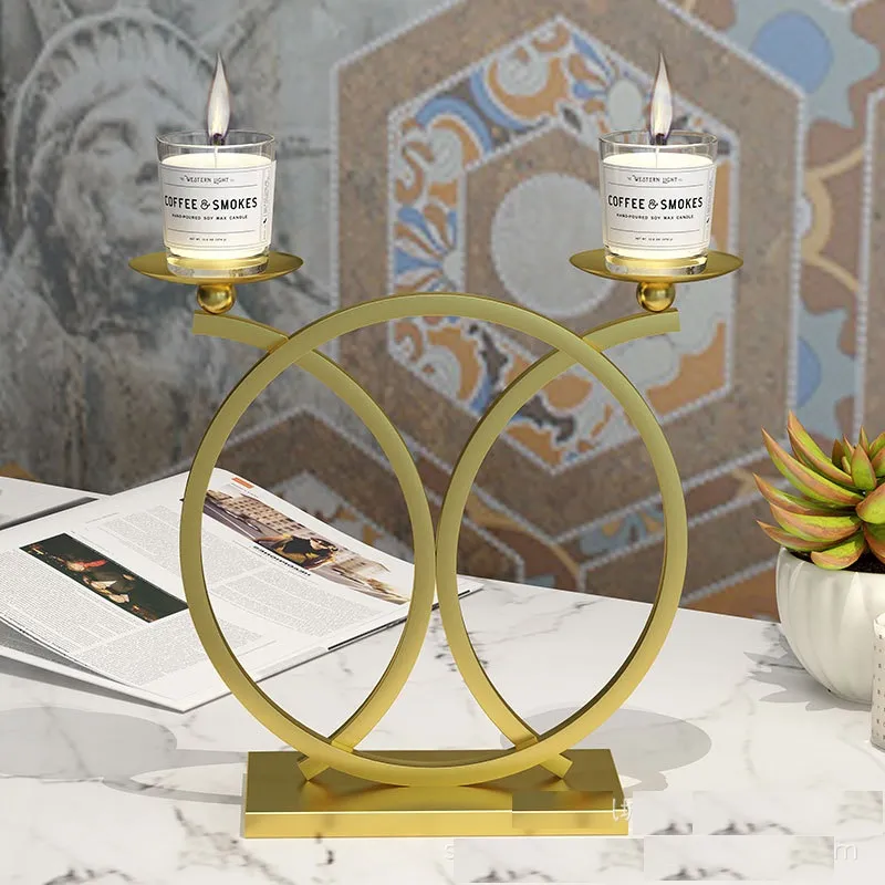 Nordic Metal Lacquer Circular Ring Candlestick Ornaments Table Candle Ware Decoration