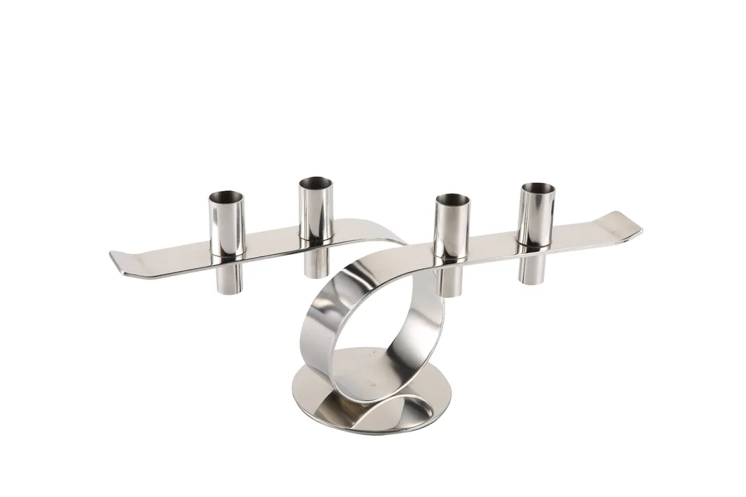 Nordic Romantic Metal Candlestick Furnishes Light Luxury Modern Simple Model Room Table Wind Lamp Decoration