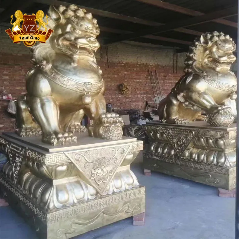 Outdoor Bronze Decoration Sculpture Life Size Bronze Foo Dog Sculpture