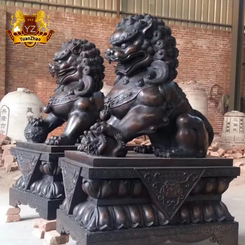 Outdoor Bronze Decoration Sculpture Life Size Bronze Foo Dog Sculpture