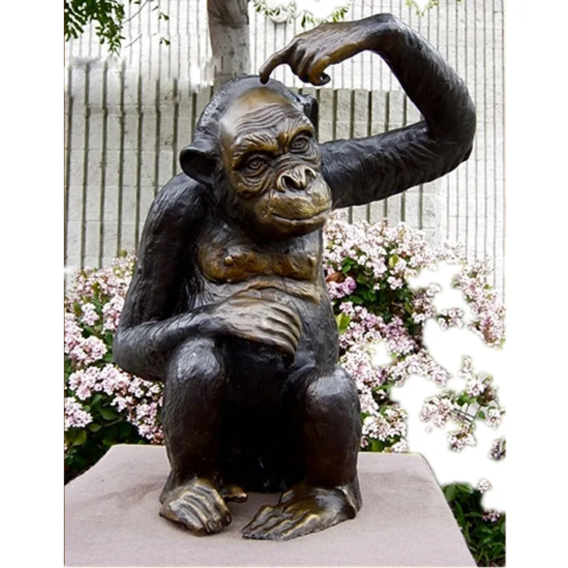 Outdoor Garden Decoration Metal Craft Bronze Gorilla Statues