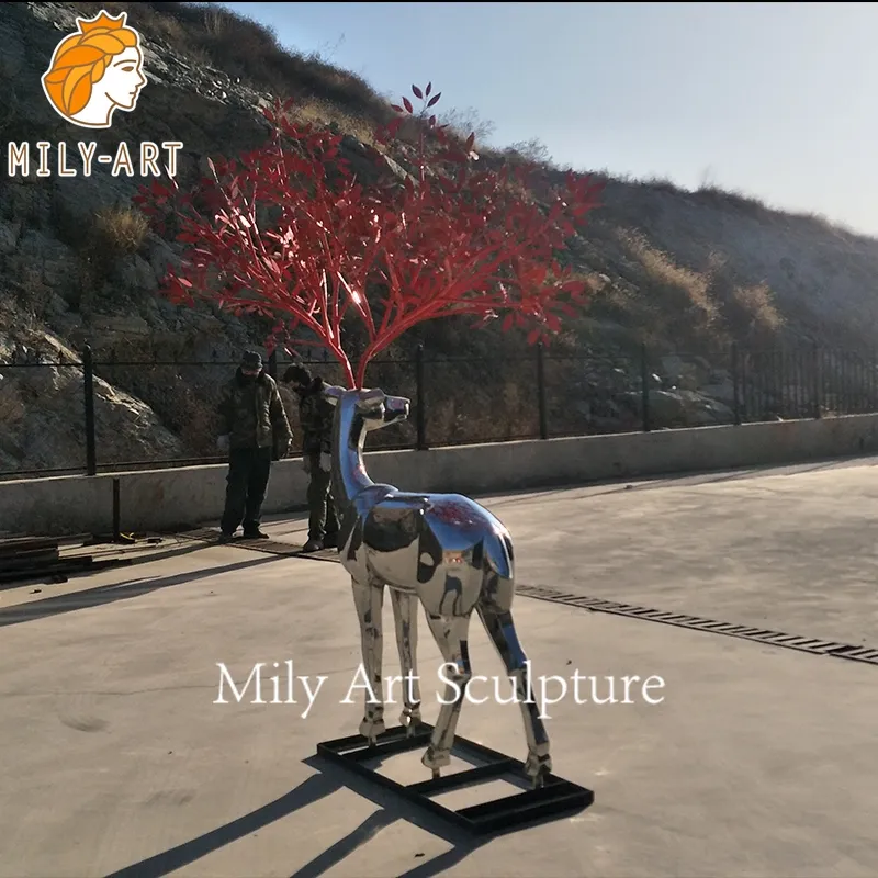 Outdoor Modern Art Stainless Steel Deer Sculpture for Sale