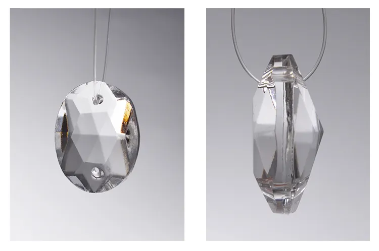 Oval Double Hole Clear Crystal Chandelier Pendant Beads for Lighting