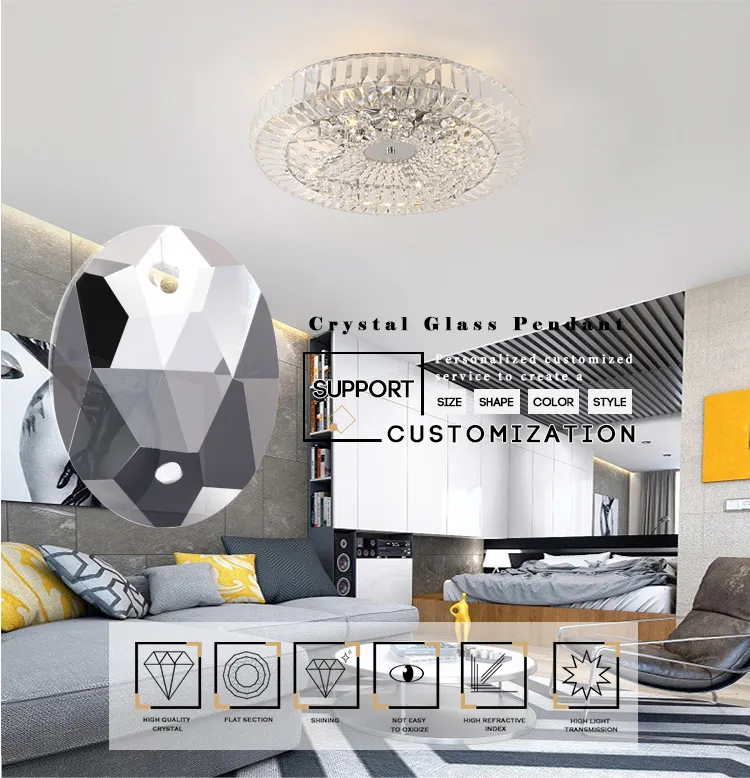 Oval Double Hole Clear Crystal Chandelier Pendant Beads for Lighting