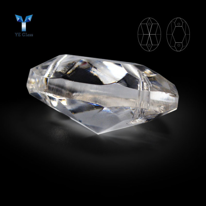 Oval Double Hole Clear Crystal Chandelier Pendant Beads for Lighting