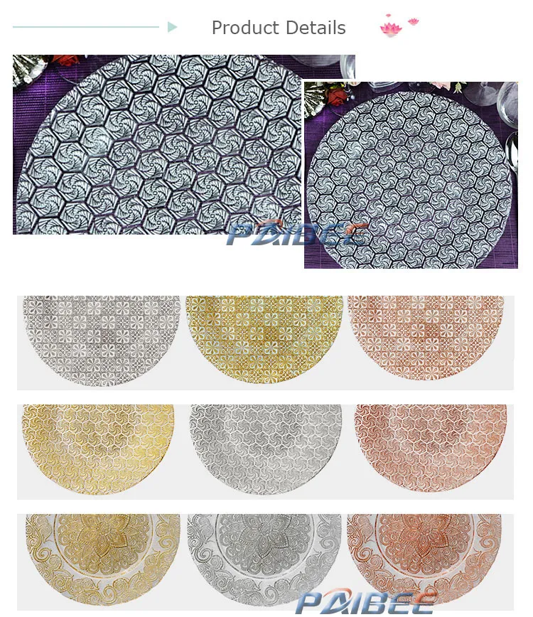 Paibee Clear 13inch Platter Elegant Glass Charger Plate Wedding Party Banquet Rental Dinnerware