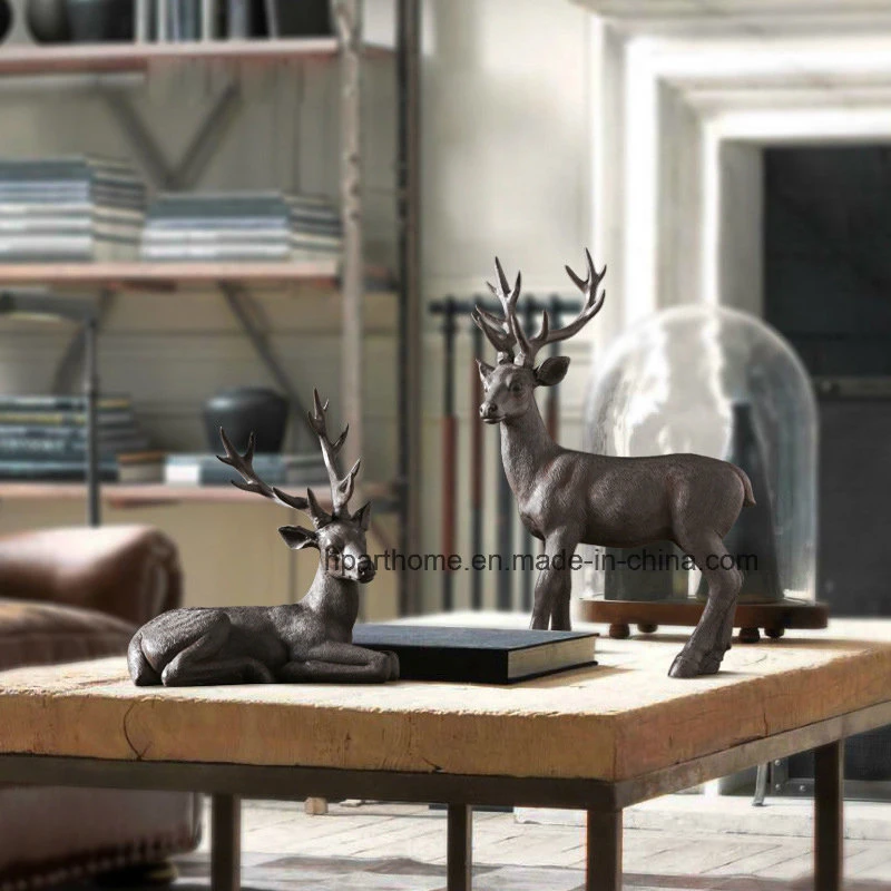 Polyresin Home Decorative Sika Deer Animal Figurine Craft