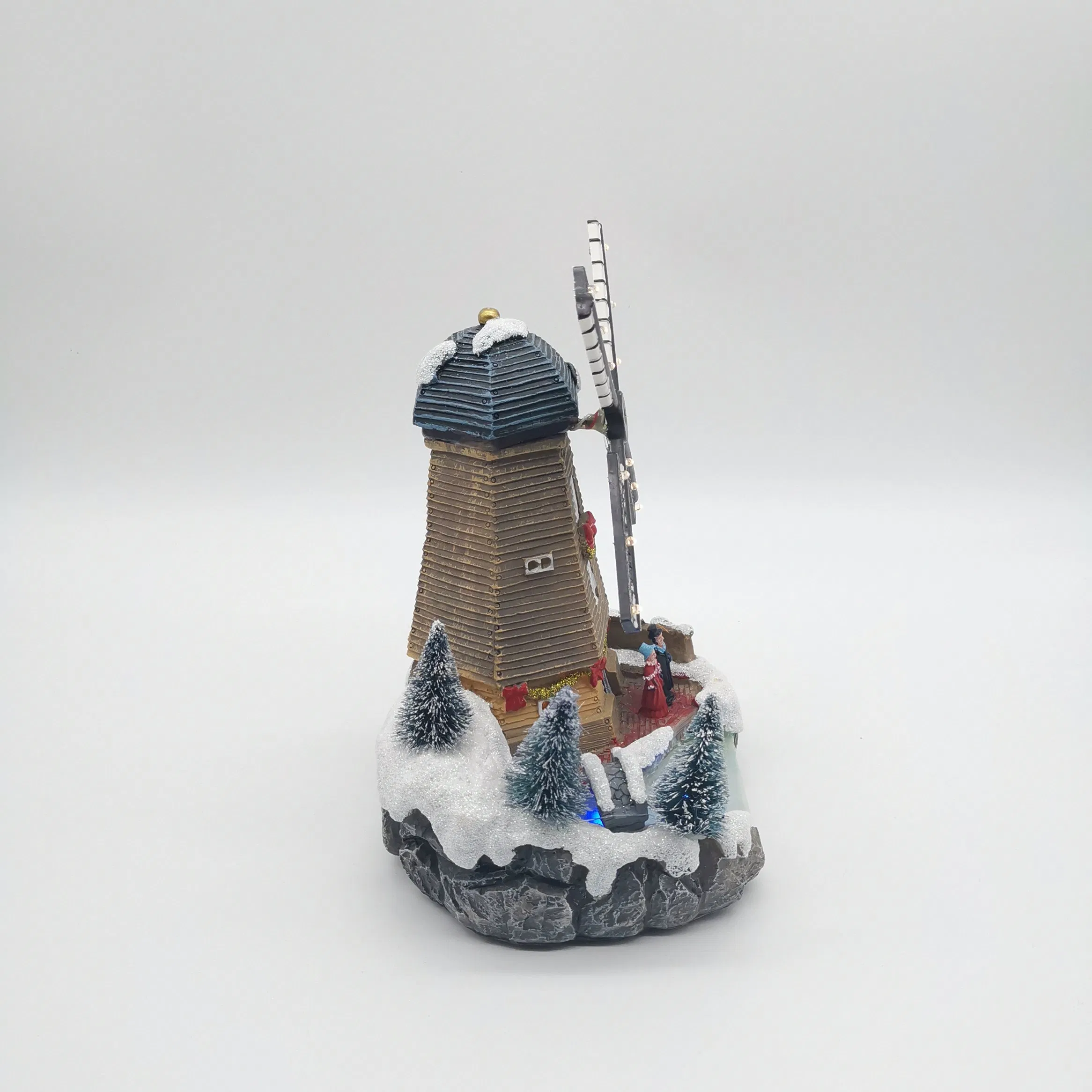 Polyresin House with Windmills with LED Lights & Music