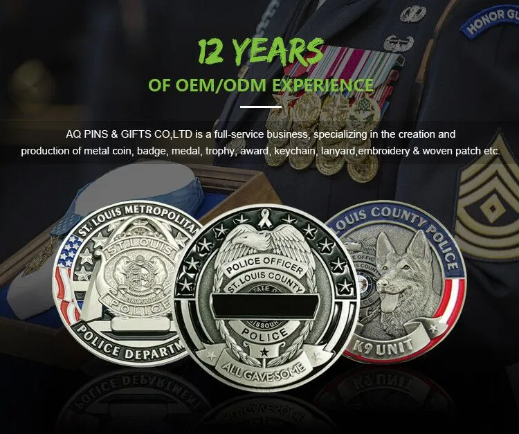 Professional Custom Us National Flag Antique Military Award Honor Souvenir Coins Metal Art Crafts Police Coin Badge with Logo  (COIN-197)