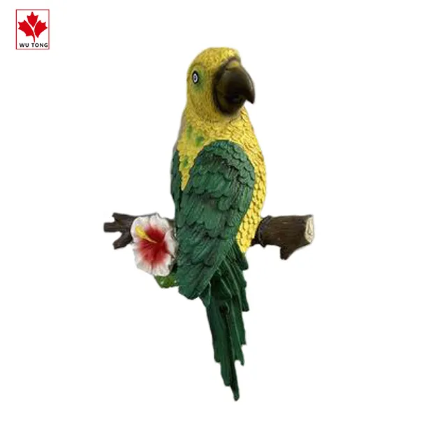 Realistic Animals Crafts Resin Parrot Figurine Wall Art Decor