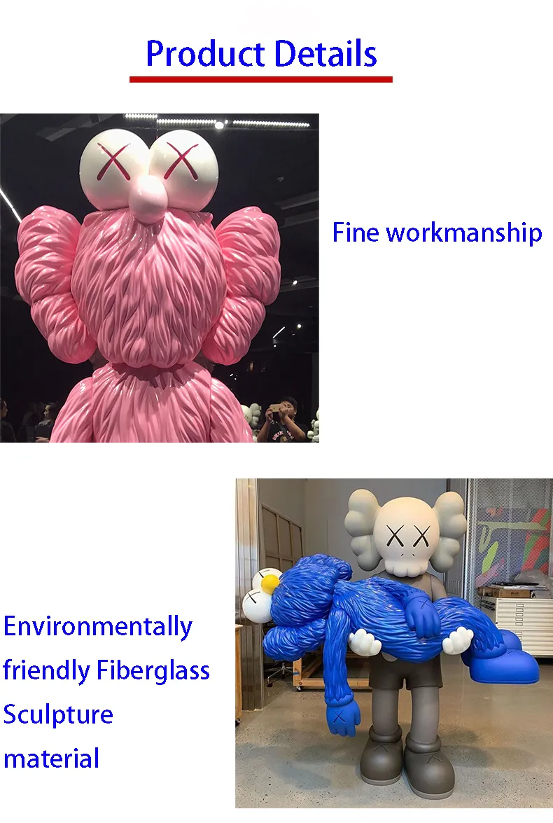 Realistic Life Size Standing Dissected Kaws Fiberglass Sculpture for Home Decor