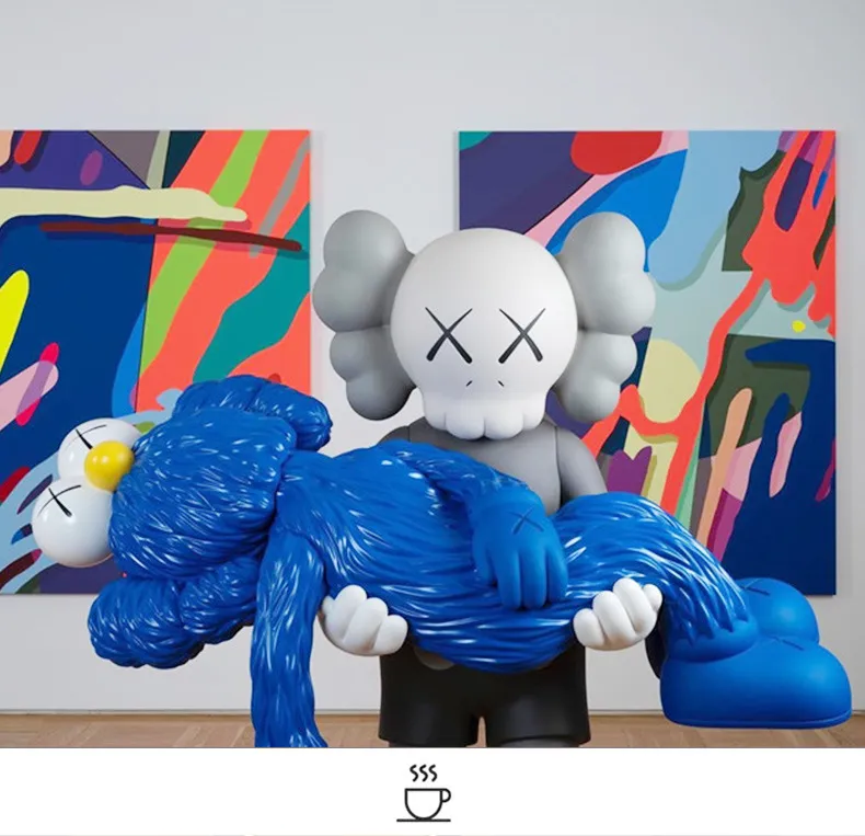 Realistic Life Size Standing Dissected Kaws Fiberglass Sculpture for Home Decor