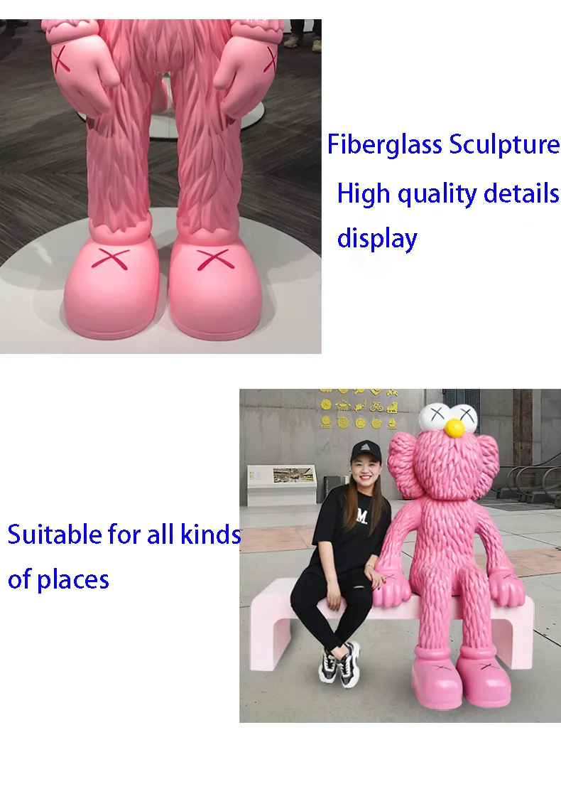 Realistic Life Size Standing Dissected Kaws Fiberglass Sculpture for Home Decor