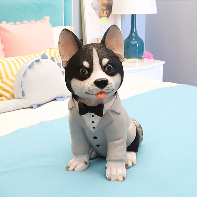 Resin Cute Dog Husky Coin Bank Kids Children′s Day Gifts Piggy Bank