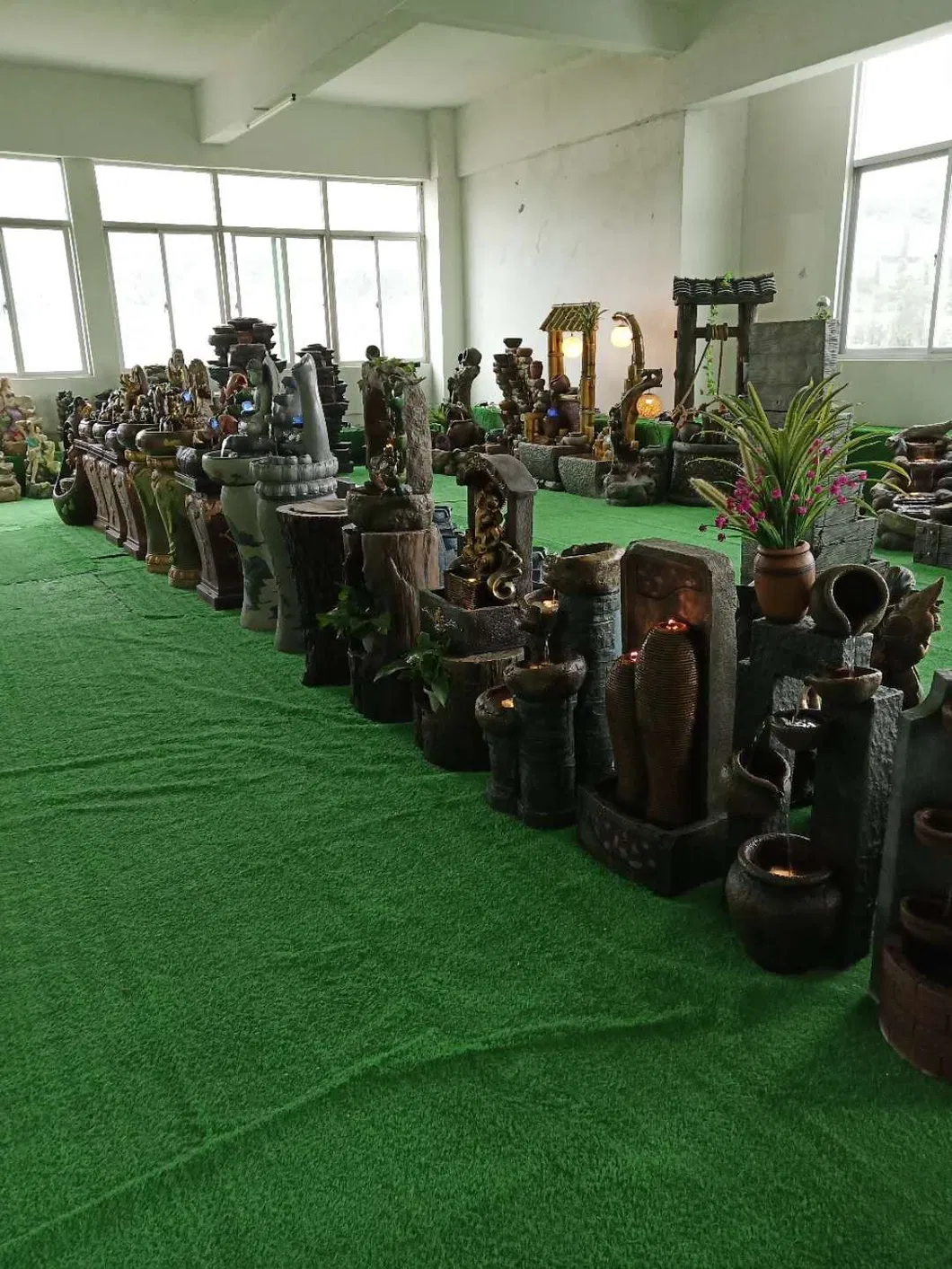 Resin Monk Indoor Fountain with LED Light Home Decoration