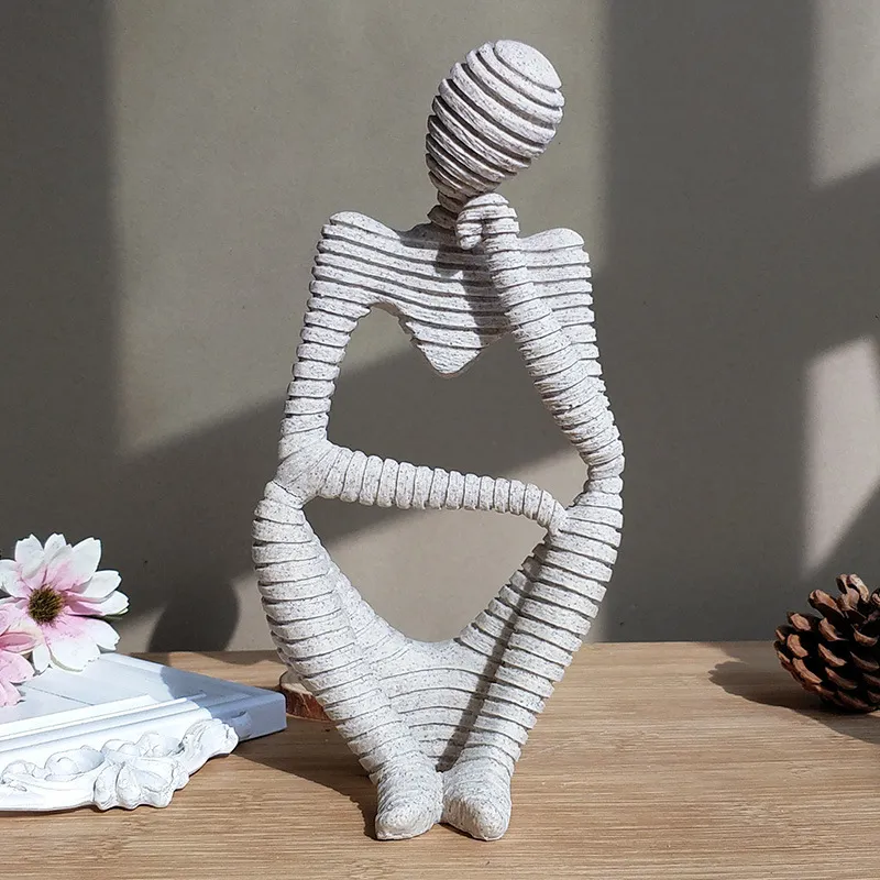 Resin Sandstone Style Modern Abstract The Thinker Figurine