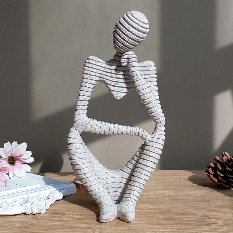 Resin Sandstone Style Modern Abstract The Thinker Figurine