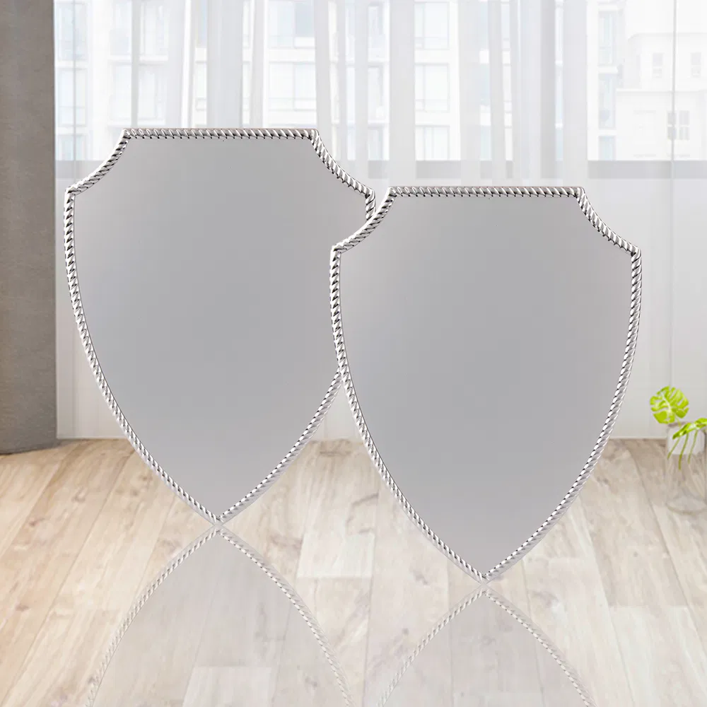 Reward Supplies, Shield-Shaped Silver Aluminum Plate, Factory Direct Sales, Unique Pattern Decoration, Awards