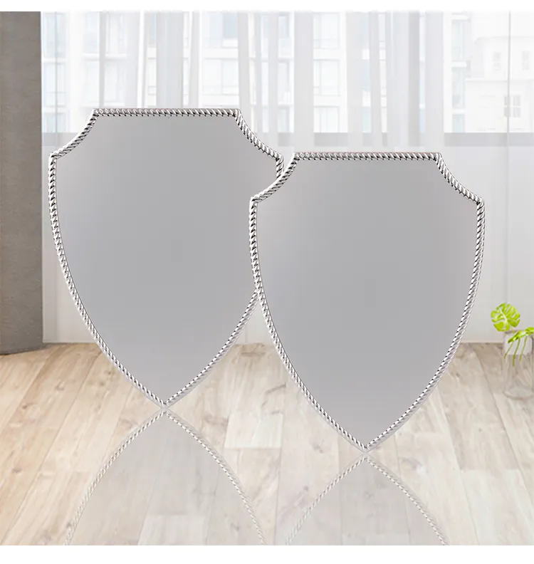 Reward Supplies, Shield-Shaped Silver Aluminum Plate, Factory Direct Sales, Unique Pattern Decoration, Awards