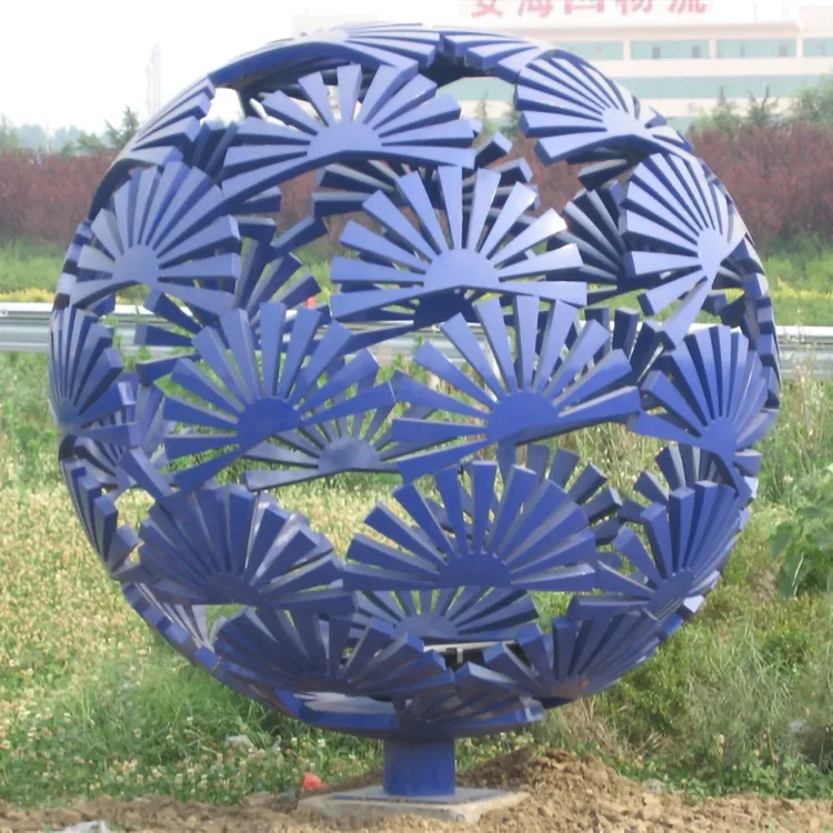 Round Ball Hollow Sphere Globe Flowers Figure Garden Purple Statue