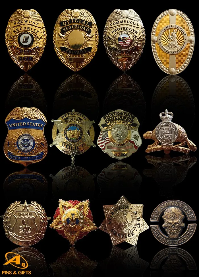 Security Police Customize Holder Insignia Pins Badges China Wholesale Custom Gifts Alloy Embroidered Enamel