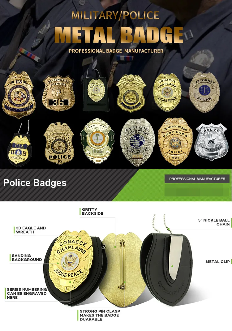 Security Police Customize Holder Insignia Pins Badges China Wholesale Custom Gifts Alloy Embroidered Enamel