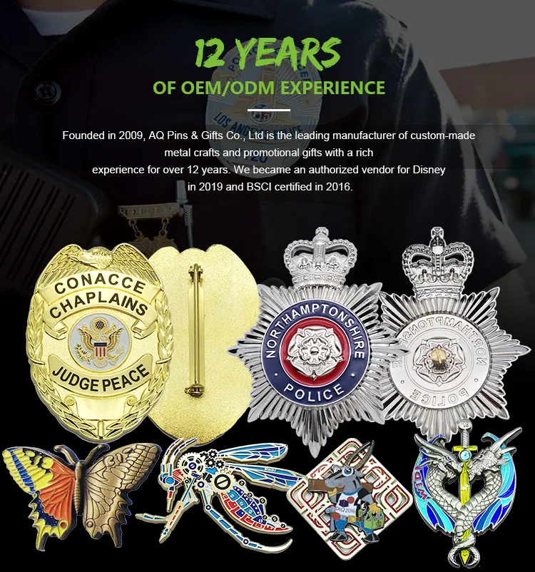Security Police Customize Holder Insignia Pins Badges China Wholesale Custom Gifts Alloy Embroidered Enamel