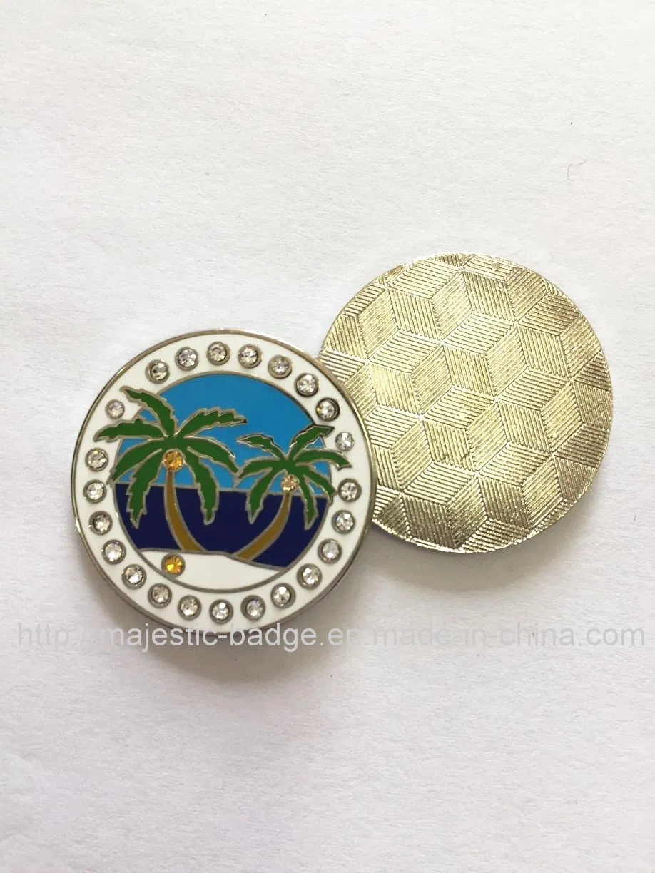 Silver Plated Customized Rhinestone Golf Ball Marker