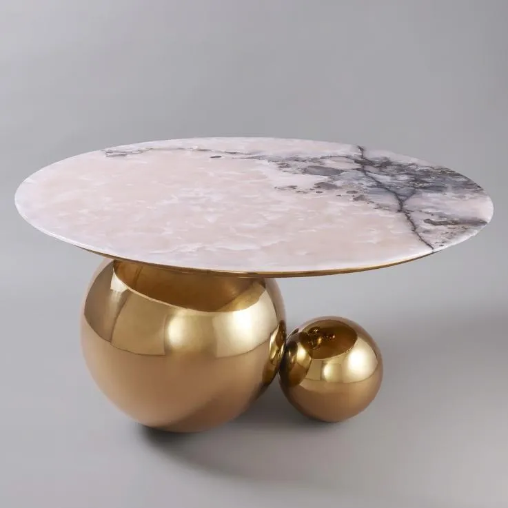 Sphere Table Base Design Modern Living Room Coffee Table in Stainless Steel