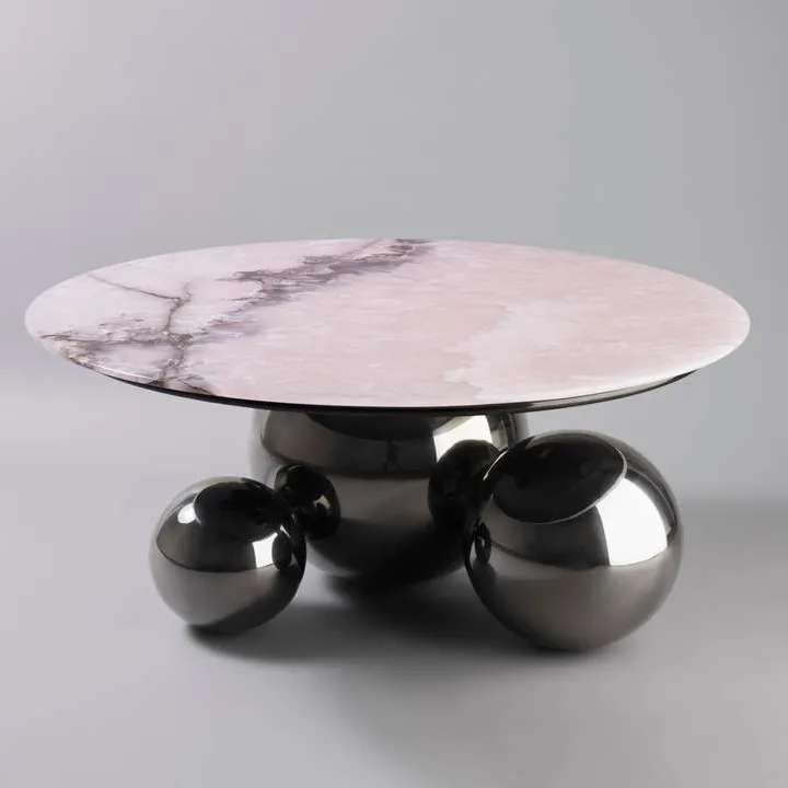 Sphere Table Base Design Modern Living Room Coffee Table in Stainless Steel