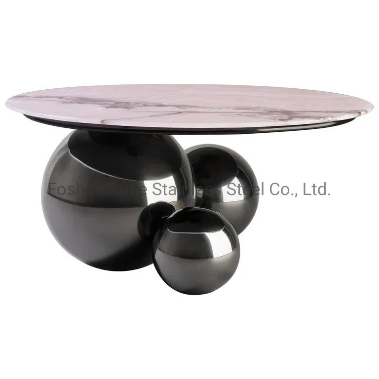 Sphere Table Base Design Modern Living Room Coffee Table in Stainless Steel