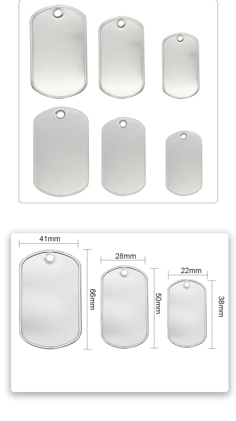 Stainless Steel Metal Dog Tag Necklace Without Ball Chains for Decoration