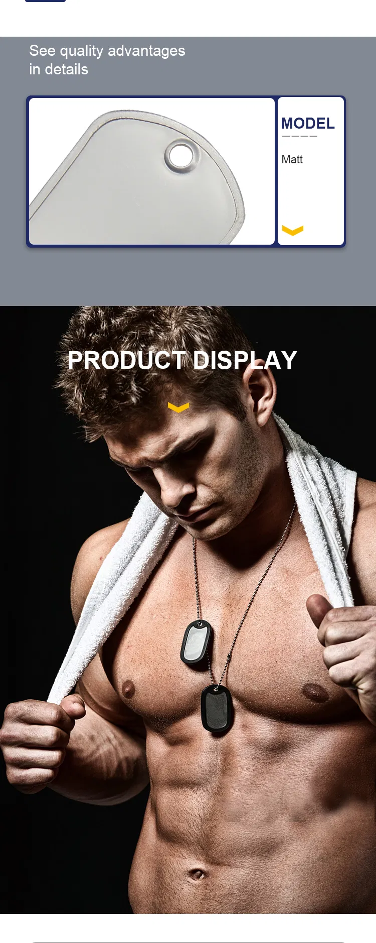 Stainless Steel Metal Dog Tag Necklace Without Ball Chains for Decoration