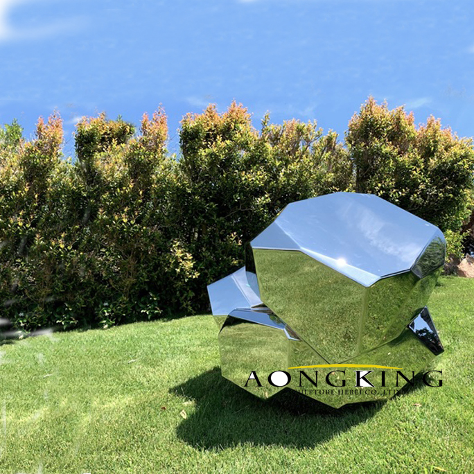 Stainless Steel Welding Two Hearts Sculpture for Modern Exhibition Room