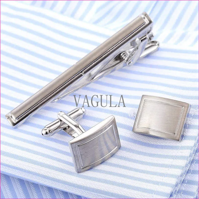 VAGULA Laser De Corbata Business Tie Bar Brass Tie Pin Cufflinks Tie Clip Set 36