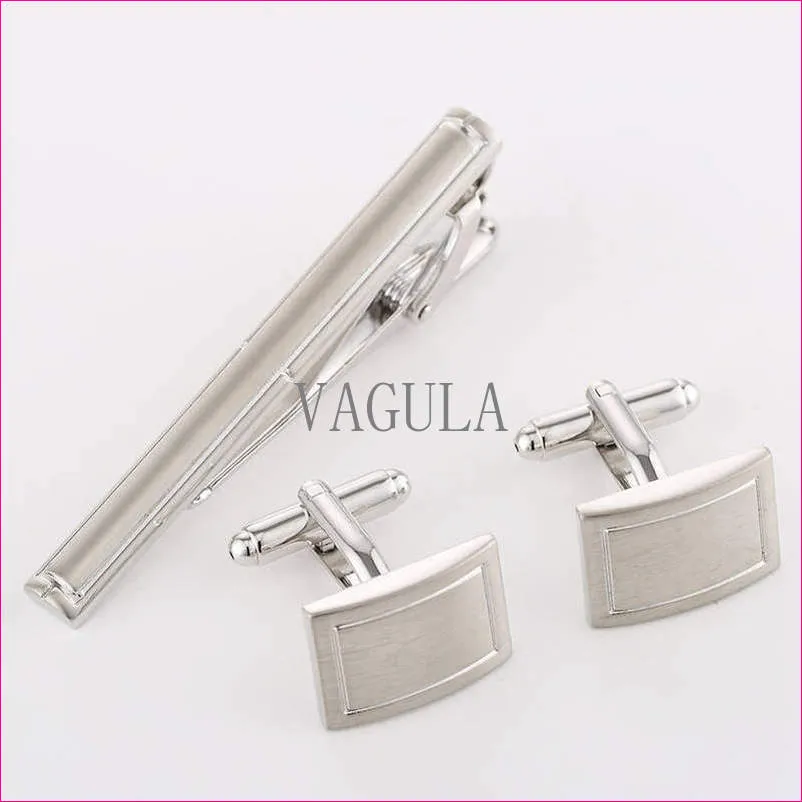 VAGULA Laser De Corbata Business Tie Bar Brass Tie Pin Cufflinks Tie Clip Set 36