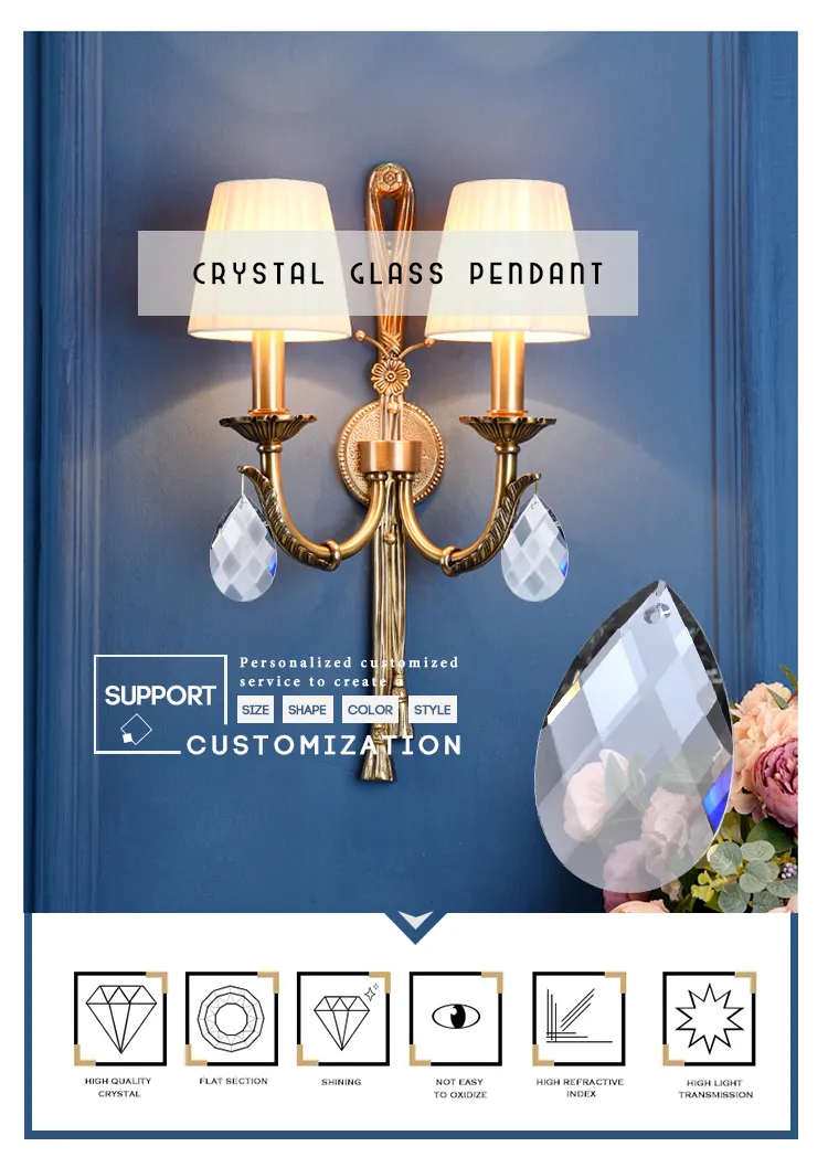 Water Drop Shape Crystal Glass Pendant for Curtain Decoration